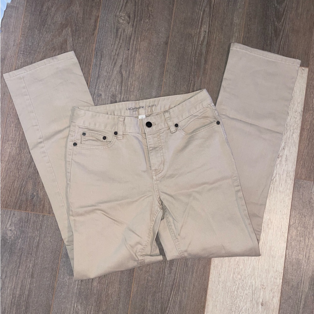 Liz Claiborne Women's Straight Leg Jeans - Tan